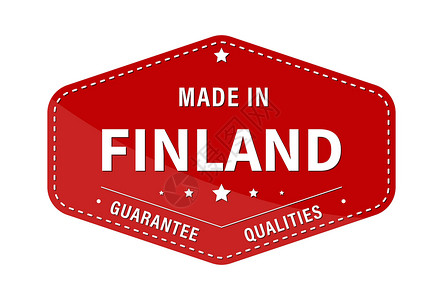 质量画报素材芬兰制造保证质量 标签贴纸或商标 它制作图案矢量插画