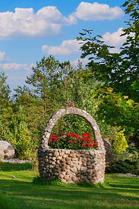 草缸造景由石头制成的花篮子生态风光旅行地区植物群季节乡村田园季节性园艺背景