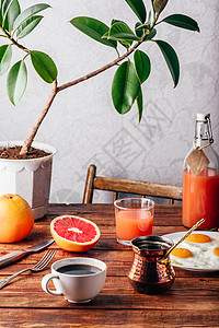 厨房咖啡健康早餐美食瓶子咖啡果汁午餐玻璃水果刀具饮食橙子背景