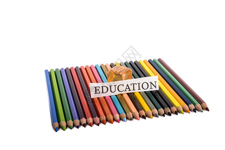 带教育说明的彩色铅笔教学学习背景图片