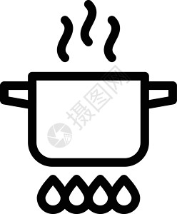 平底锅矢量图标烹饪锅食物平底锅工具用具白色厨房蒸汽美食厨具餐厅插画