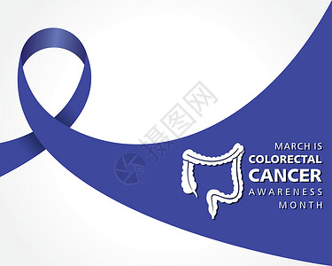 结直肠癌宣传月每年 3 月举行幸存者解剖学直肠插图保健海报蓝色外科帮助冒号插画