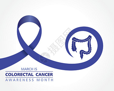 结直肠癌宣传月每年 3 月举行卫生疾病冒号丝带幸存者安全直肠海报插图蓝色插画