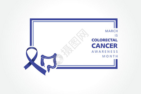 结直肠癌宣传月每年 3 月举行活动海报冒号解剖学横幅疾病癌症卫生药品蓝色插画