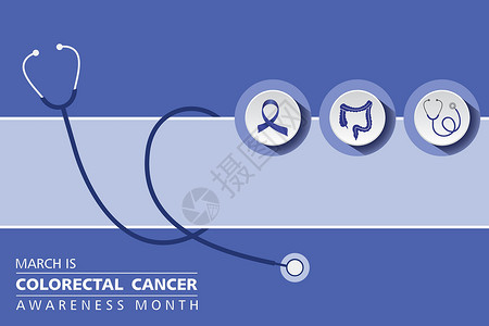 结直肠癌宣传月每年 3 月举行安全解剖学丝带直肠横幅手术帮助蓝色保健插图插画