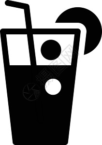 玛格丽塔果汁液体玻璃反射黑色器皿中风稻草插图白色设计图片