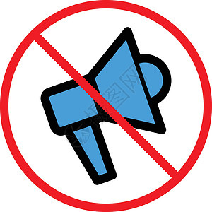 禁止鸣喇叭受限制的插图说话红色嗓音扩音器警告营销白色标签噪音设计图片