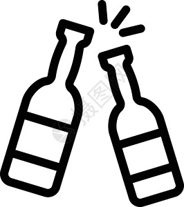 磨喝乐芝黑色标签白色酒吧瓶子玻璃果汁饮料红色庆典插画