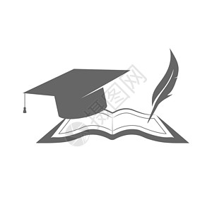 毕业帽和一支笔的书 毕业生的矢量插图背景图片