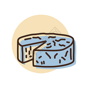 带霉菌矢量 ico 的软奶酪熟食食物山羊奶牛奶制品奶油状美食牛奶模具圆圈背景图片