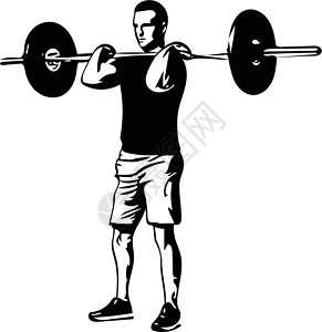 在健身房用杠铃进行举重锻炼身体哑铃健身肌肉运动男性腹肌闲暇竞技男人背景图片