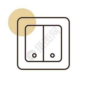 微动开关电气开关两个按钮矢量平面 ico插图活力家庭标识发射房间力量房子正方形插画