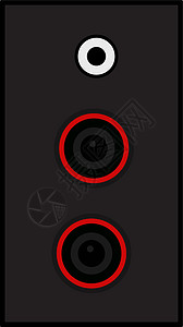 白色背景上的黑色技术力量扬声器立体声体积音乐电子嗓音喇叭低音背景图片