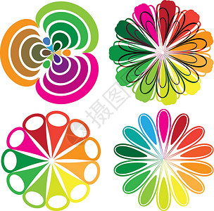 抽象花卉图装饰创造力风格打印彩虹花瓣插图花园花店季节背景图片