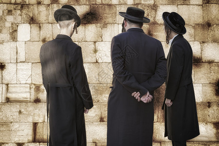 犹太人在西墙祈祷背景图片
