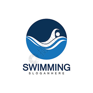 游泳标志矢量插图设计 游泳俱乐部 游泳者标志设计模板商业竞赛公司推广海浪活力卡片水池蓝色健康背景图片