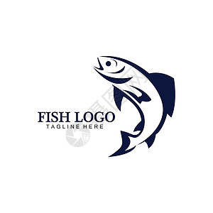 鱼跳鱼抽象图标设计标志模板 钓鱼俱乐部或在线商店的创意矢量符号蓝色游泳动物标识店铺食物艺术公司野生动物市场设计图片