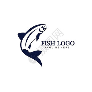 鱼跳鱼抽象图标设计标志模板 钓鱼俱乐部或在线商店的创意矢量符号游泳蓝色食物圆圈市场动物插图公司野生动物标识设计图片