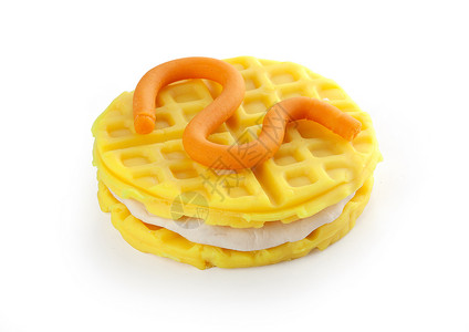 Viennese华夫饼面团玩具甜点食物雕刻创造力焦糖孩子游戏奶油背景图片