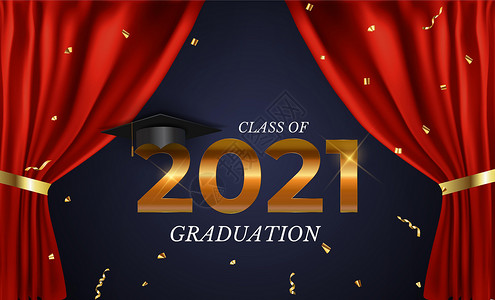 2021 年毕业班 毕业帽和五彩纸屑 矢量图  EPS1背景图片