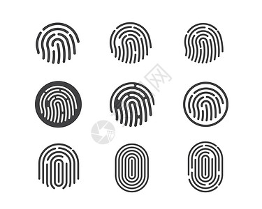 指纹智能锁指纹标志图标插图矢量模板警察密码钥匙手指隐私扫描拇指技术扫描器鉴别插画