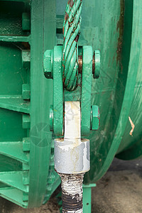 近视旧钢铁镣铐坚果工程工业电缆绿色金属白色枷锁垫圈背景图片