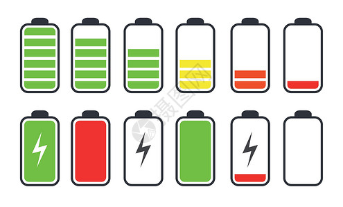 成套电气手机电池充电状态平面符号 se累加器力量技术电脑电压界面电气来源信号闪电插画
