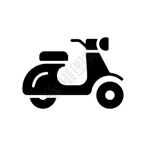 滑板车助力车平面矢量字形图标隔离送货插图摩托车旅行运输标识速度车辆引擎车轮背景图片