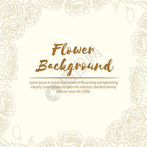 背景手绘花玫瑰素描花卉模板矢量 Layou背景图片