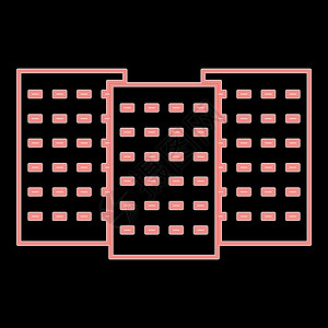 霓虹灯三楼红色矢量插图平面样式图像背景图片