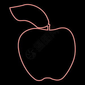 霓虹苹果红色矢量插图平面样式图像草图营养甜点水果食物饮食背景图片