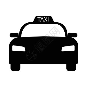 出租车汽车汽车 简单的黑白出租车插图象形文字  EPS矢量背景图片