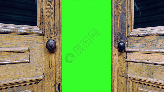 绿色屏幕上的木门故事艺术出口建筑插图乡村魔法标签古董房子背景图片
