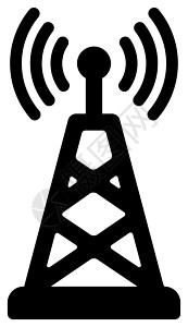 宽带信号5G(下一代高速通信)矢量平板图标/天线 基地台插画