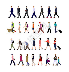 女人走路走路的人男性女性商务人士 sihouette 插图集合侧 vie运动收藏商业冒充男人成人身体人群女士女孩设计图片