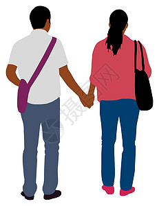 健步走活动黑人日常共同生活剪影矢量图男性夫妻人士家庭女士社区孩子人群卡通片朋友插画