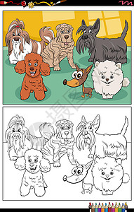 玩具狗卡通纯种狗字符着色书 pag设计图片