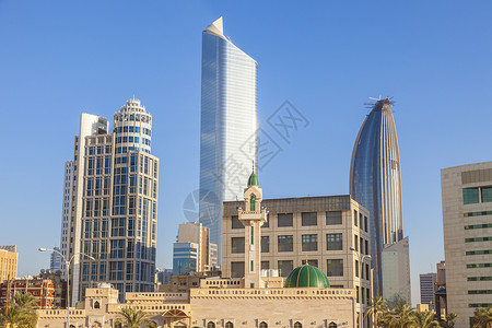 科威特城建筑 建筑首都城市建筑学地标蓝色旅行市中心景观天空天际日落高清图片素材
