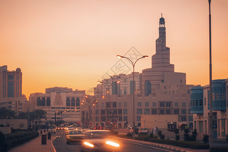 阿拉伯清真寺城市景观晴天高清图片