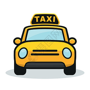 白色背景上的黄色出租车城市车辆服务卡通片运输插图司机背景图片