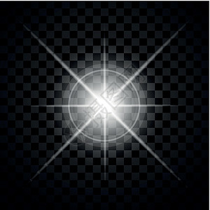 方格背景上的透明光白色强光耀斑辉光星星射线插图太阳坡度背景图片