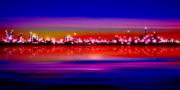 抽象背景与 cit 的剪影全景插图反射日出建筑摩天大楼天际景观建筑学地平线背景图片