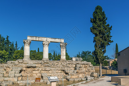 希腊古代科林斯奥克塔维亚寺庙高清图片