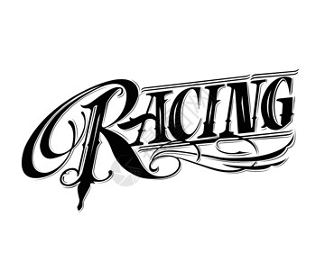 超速行驶赛车复古插图在平面样式中用于打印或 web优胜者力量车速字体汽车标识速度越野锦标赛摩托车插画