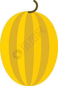 黄色哈密瓜平面样式中的甜瓜图标插画