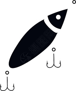 鱼翔浅底钓鱼诱饵图标简单样式设计图片