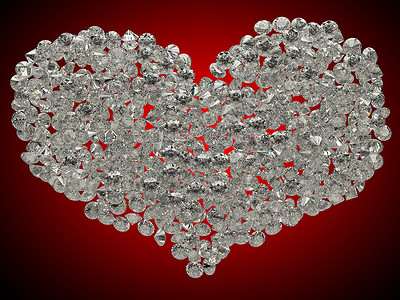 闪亮宝石或钻石心脏形状背景图片
