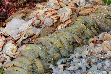 海产海鲜营养饮食菜单食物餐厅展示市场螃蟹美食背景图片
