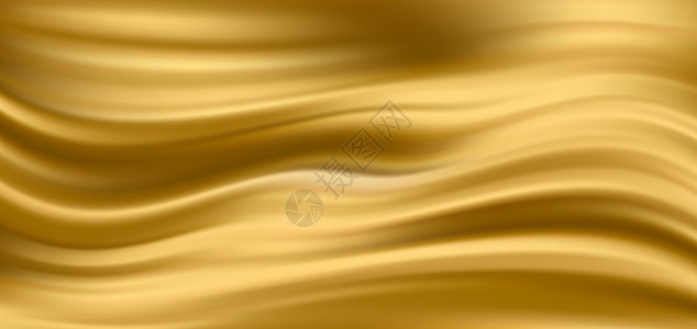 金色丝缎面料背景 矢量图  EPS1曲线海浪插图丝绸波纹编织奢华绘画材料窗帘背景图片