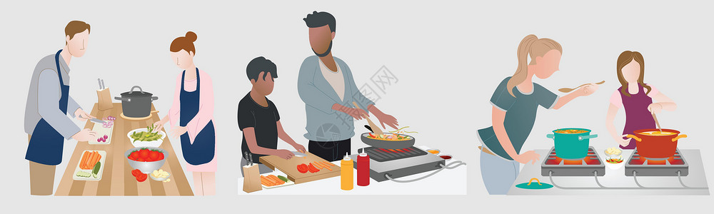 港式炒饭个家庭的夫妇为他们的饭菜准备食物 准备做菜的食物 享受爱好设计图片